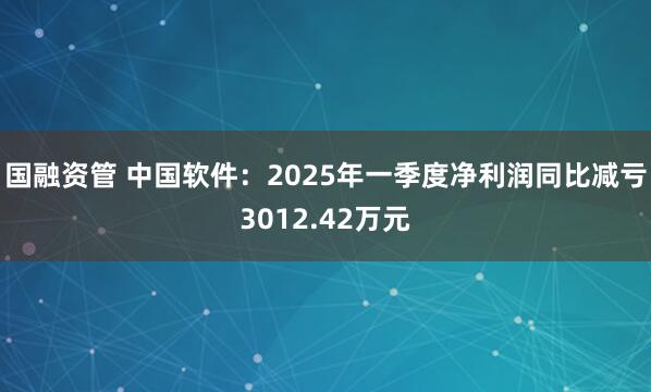 国融资管 中国软件：2025年一季度净利润同比减亏3012.42万元