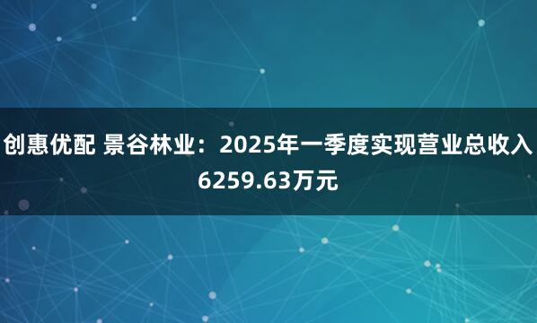 创惠优配 景谷林业：2025年一季度实现营业总收入6259.63万元